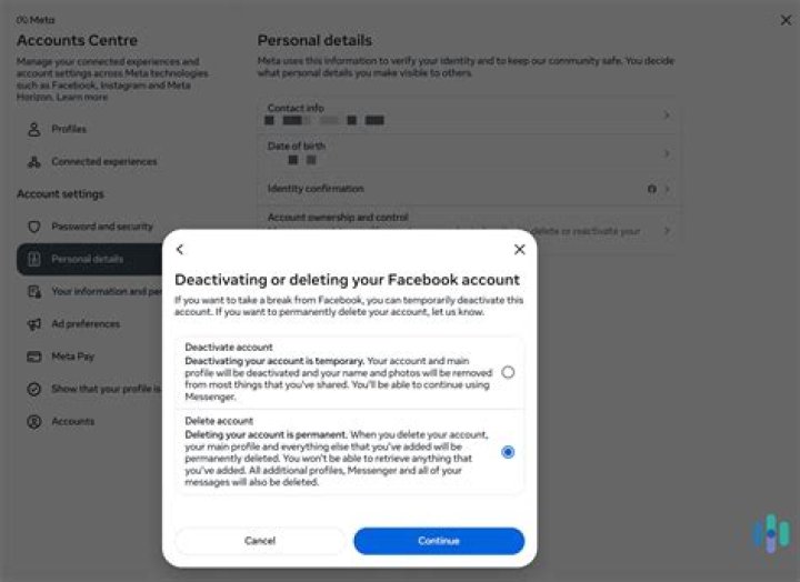 How do you delete download information on Facebook?