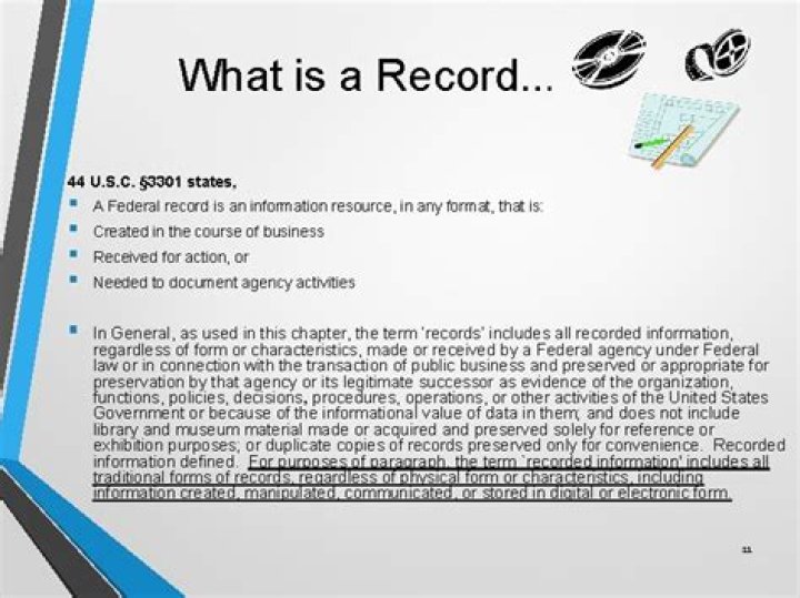 What is the definition of a record under the Presidential and Federal Records Act 2014?